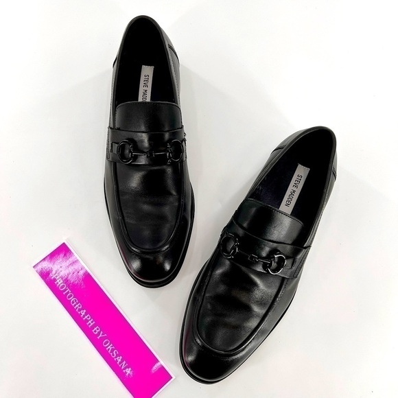 STEVE MADDEN P-CARTUR MENS BLACK LEATHER SLIP ON CASUAL LOAFERS SHOES size 11.5 - Picture 6 of 12